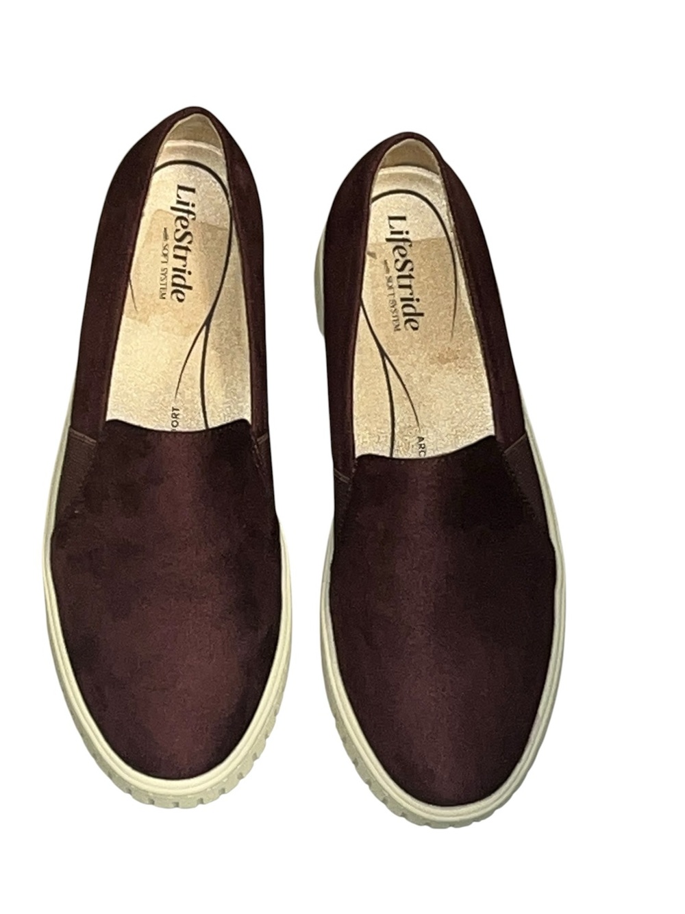 Life Stride Slip-On Sneakers in Deep Burgundy with Cream Sole